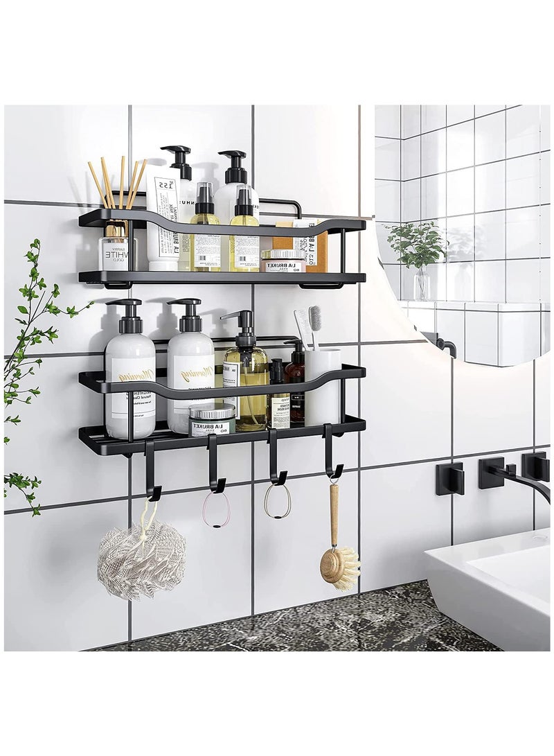 Arabest رف دش 2 عبوة، رف دش لاصق حمام، أرفف منظمة بدون حفر، منظم دش مقاوم للصدأ من الفولاذ المقاوم للصدأ لتخزين الحمام والمطبخ - Image 2