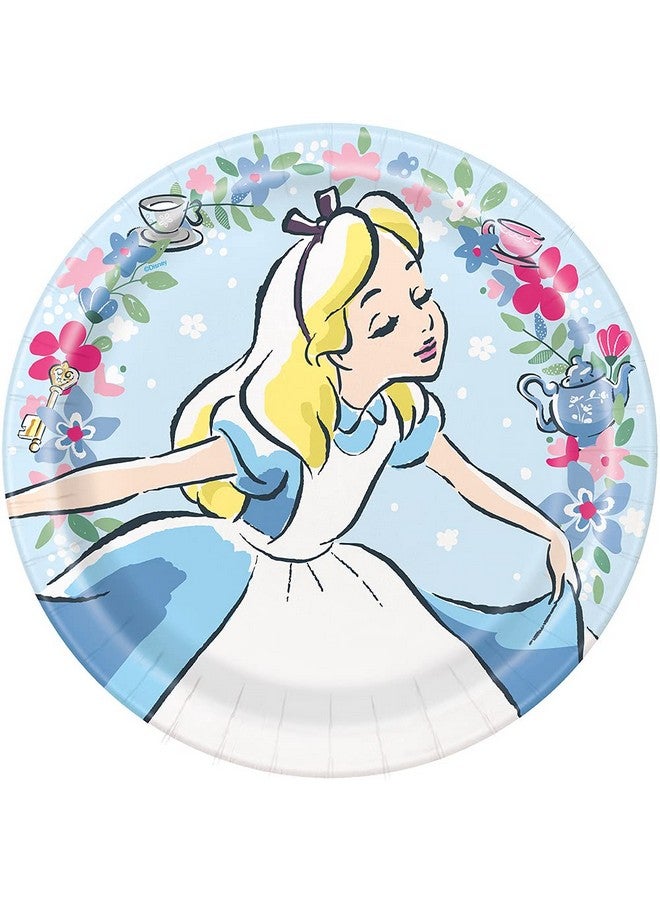 Unique صحون ورقية مستديرة لتناول العشاء من ديزني أليس في بلاد العجائب 9 بوصة متعددة الألوان - Image 2