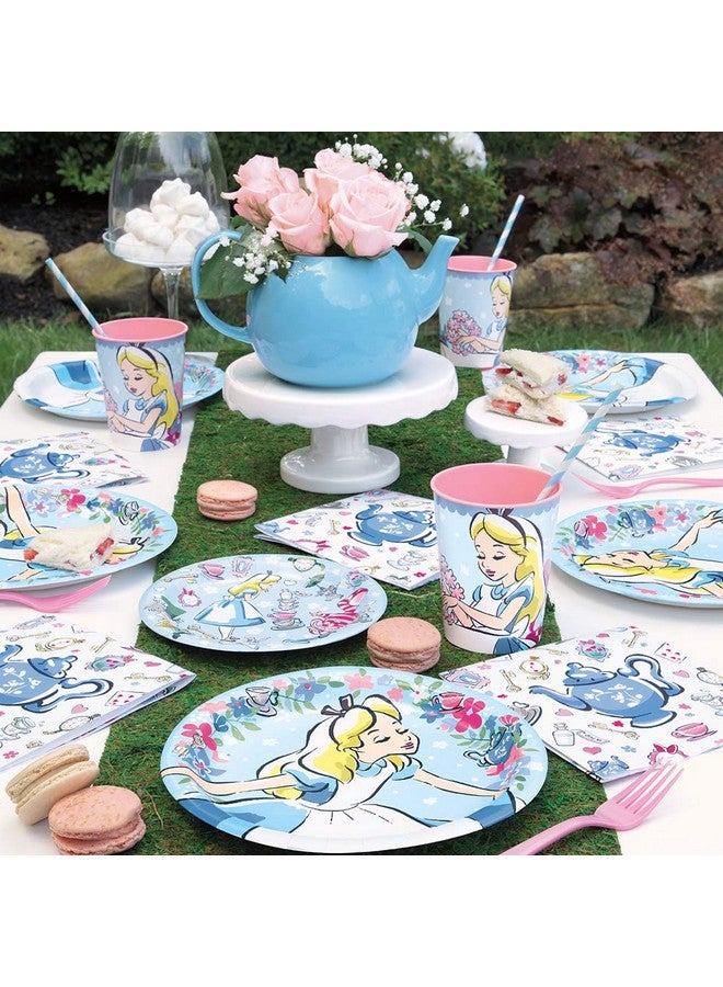 Unique صحون ورقية مستديرة لتناول العشاء من ديزني أليس في بلاد العجائب 9 بوصة متعددة الألوان - Image 3