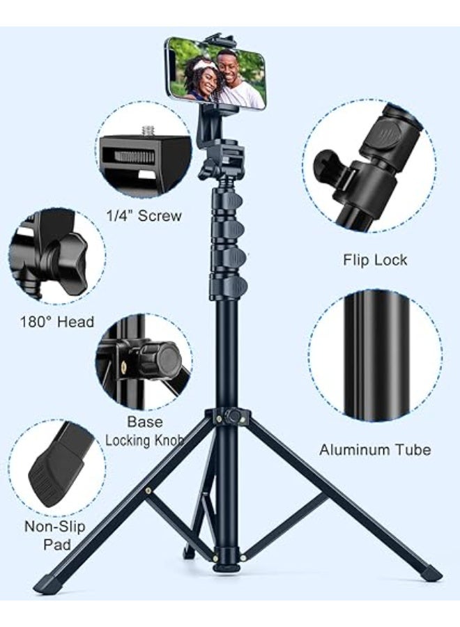 70-Inch Phone Tripod & Selfie Stick – Extendable Tripod Stand with Wireless Remote and Phone Holder for Video Recording, Photography & Filming – Compatible with iPhone, Android & Camera - Image 3