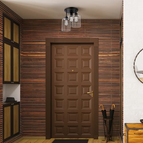 Globe Electric 65904 3-Light Bronze Semi-Flush Mount Ceiling Light Fixture with Seeded Glass Shades, Ideal for Kitchen, Bathroom, Bedroom, Closet Light, Home Essentials, LED Bulbs Compatible - Image 4