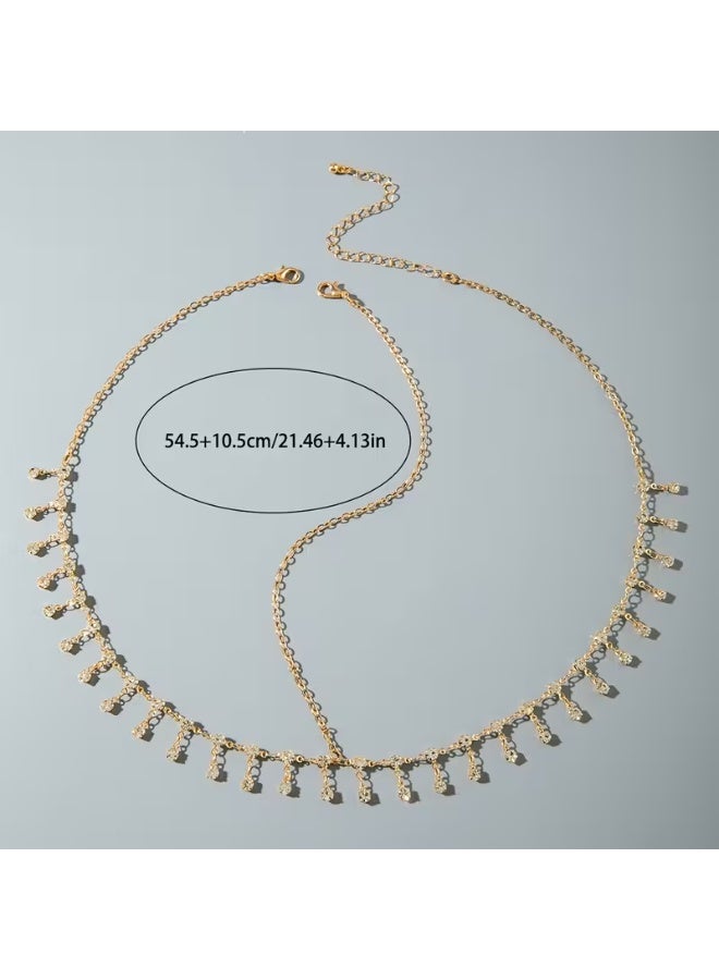 aeen Elegant Rhinestone Head Chain Necklace & Hair Jewelry – Dainty Layered Beaded Design with Statement Piece, Clip-On Closure for Parties, Weddings, Prom, and Special Occasions - Image 4