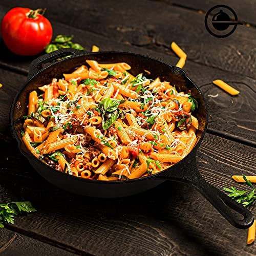 CountryCook Pre-Seasoned Cast Iron Frying Pan/Skillet, Glass Lid, 30cms, 4kg Heavy Duty, Gas & Induction Friendly Naturally Non-Stick Loha, Cooking & Frying Non Toxic, Enamel/Coating Free - Image 5