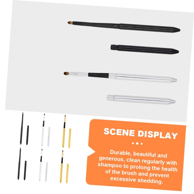 6Pcs Retractable Lip Brush for Women Portable Lipstick Applicators with Fine Bionic Wool Heads Travel Friendly Makeup Tool for Precise Lip Color Application and Professional Use - Image 2