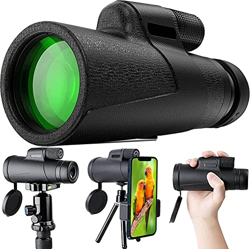 Qisebin Monocular Telescope,12 x 50 High Definition Monocular withwith BAK4 Prism for Wildlife Bird Watching Hunting Camping Travelling Wildlife Secenery,Black - Image 1