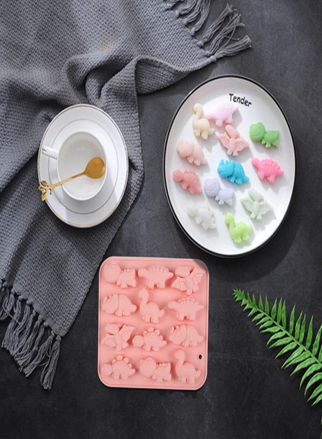 Ysqool Dinosaur Silicone Mold, Food Grade Non-Stick Pink Chocolate Mold for Kids, 12-Cavity Flexible and Easy Release, BPA Free Baking Tray for Cake, Candy, Gummy, and Ice Cube - Image 5