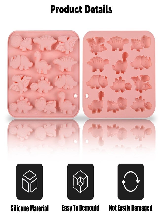Ysqool Dinosaur Silicone Mold, Food Grade Non-Stick Pink Chocolate Mold for Kids, 12-Cavity Flexible and Easy Release, BPA Free Baking Tray for Cake, Candy, Gummy, and Ice Cube - Image 3