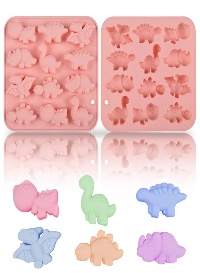 Ysqool Dinosaur Silicone Mold, Food Grade Non-Stick Pink Chocolate Mold for Kids, 12-Cavity Flexible and Easy Release, BPA Free Baking Tray for Cake, Candy, Gummy, and Ice Cube - Image 1