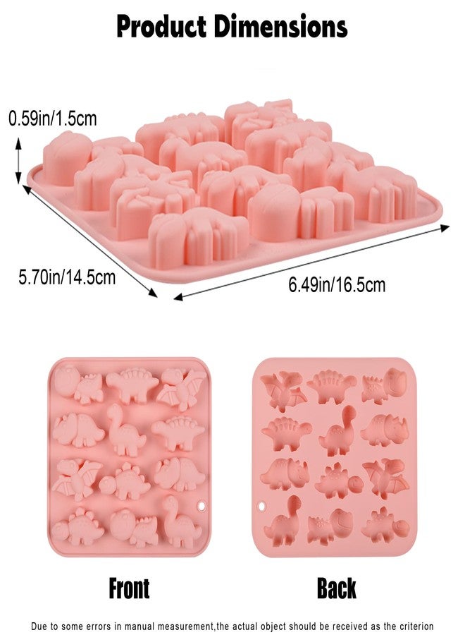 Ysqool Dinosaur Silicone Mold, Food Grade Non-Stick Pink Chocolate Mold for Kids, 12-Cavity Flexible and Easy Release, BPA Free Baking Tray for Cake, Candy, Gummy, and Ice Cube - Image 2