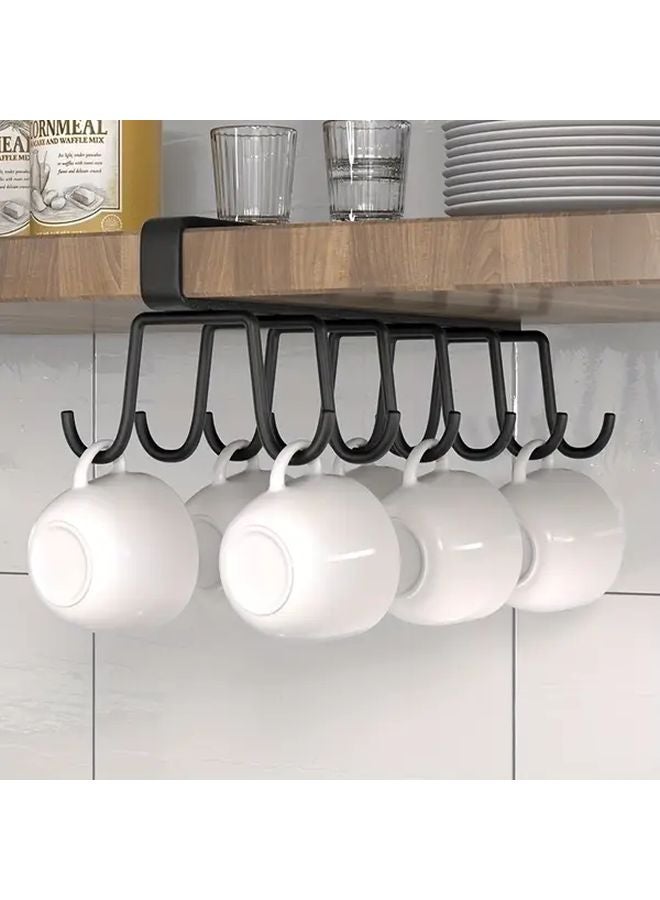 Black Heavy Duty Over The Cabinet Hanging Rack Wall Mounted Space Saving Shelf - Image 2