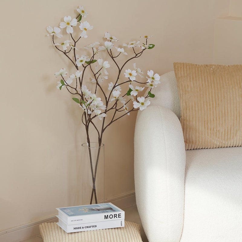 Baitique Artificial Flower Spray, White, 100 cm, Bendable Wire Stem - Image 3