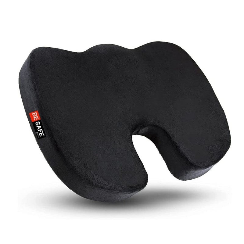 BESAFE Forever Coccyx Bone Pain Relief Contoured Memory Foam Orthopedic Coccyx Seat Cushion for Tailbone Support Black