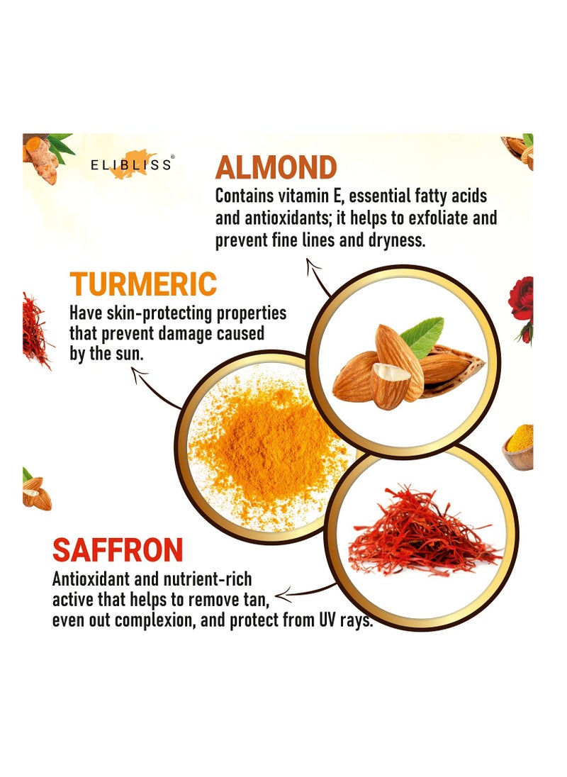 ELIBLISS ELIBLISS Natural Face Wash for All Skin Type with Turmeric Saffron for Tan removal and Skin brightening 150ML  - Image 4