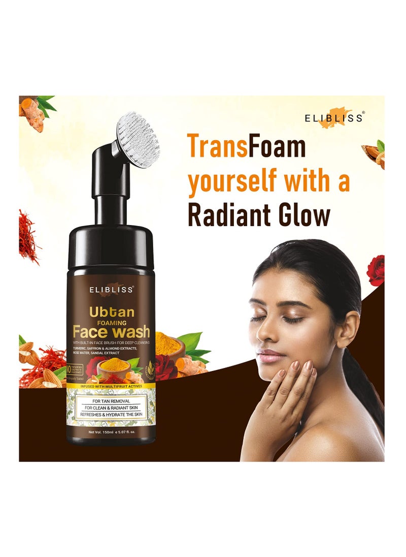 ELIBLISS ELIBLISS Natural Face Wash for All Skin Type with Turmeric Saffron for Tan removal and Skin brightening 150ML  - Image 3