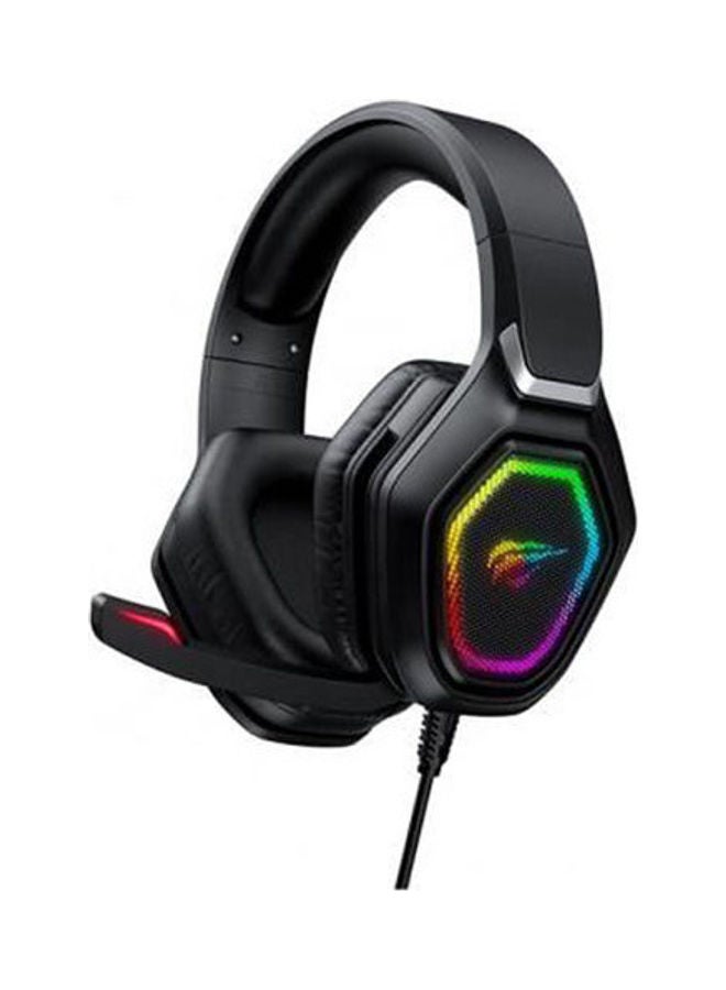 سماعة رأس هافيت طراز H659D للألعاب بإضاءة RGB بصوت محيطي ستيريو 50 مم مع ميكروفون 120 درجة، مقابس إخراج USB مقاس 3.5+ مم
