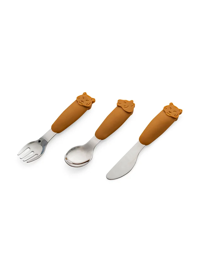 Citron Silicone Cutlery Set With Pouch Caramel - Eco - Friendly Utensils For On - The - Go - Dining