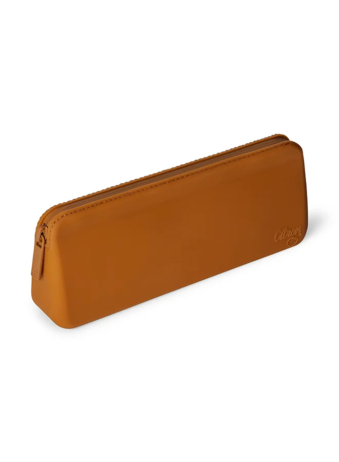 Citron Silicone Cutlery Set With Pouch Caramel - Eco - Friendly Utensils For On - The - Go - Dining