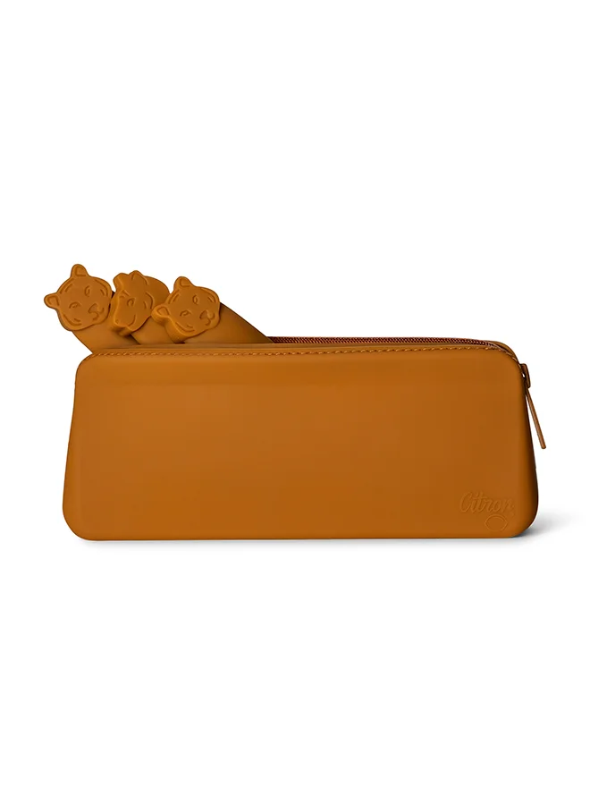 Citron Silicone Cutlery Set With Pouch Caramel - Eco - Friendly Utensils For On - The - Go - Dining