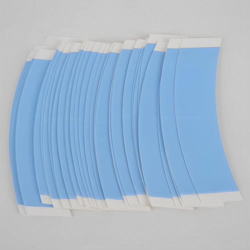 OXYGLOBE 40 Pcs Waterproof C Shape Hair Wig Tape Strips, Ultra Strong Hold, Blue, 7.8cm x 3cm - Image 1