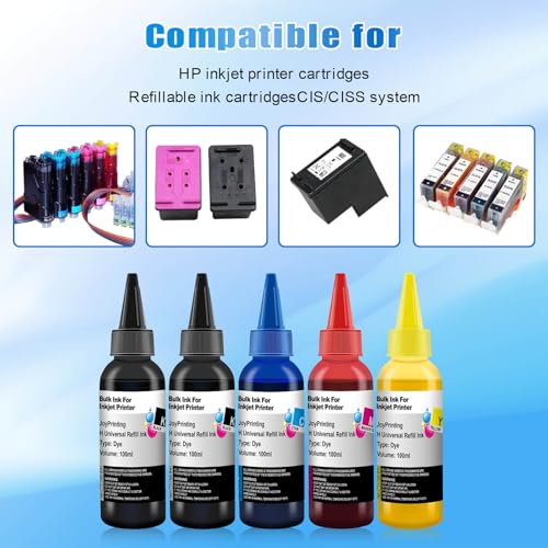 JoyPrinting Ink Refill Kit for HP Printer Cartridges HP 67 67XL 60 61 62 63 65 65XL 910 950 951 952 962 932 933 920 901 902 Refillable Ink Cartridges CISS System (100ml, Black, Cyan, Magenta, Yellow) - Image 3