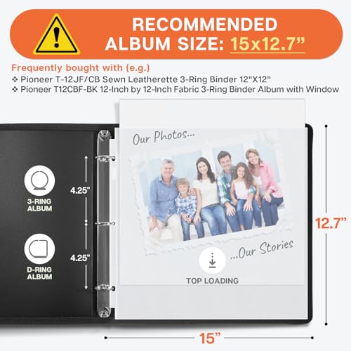 Dunwell Scrapbook Refill Pages 12x12 - (50 Pack) Super Heavyweight, Fits 3-Ring Scrapbooking Binders, Standard 12 x 12 Photo Album Pages, Sheet Protectors, Paper Inserts Not Included - Image 2