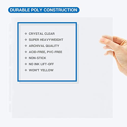 Dunwell Scrapbook Refill Pages 12x12 - (50 Pack) Super Heavyweight, Fits 3-Ring Scrapbooking Binders, Standard 12 x 12 Photo Album Pages, Sheet Protectors, Paper Inserts Not Included - Image 4