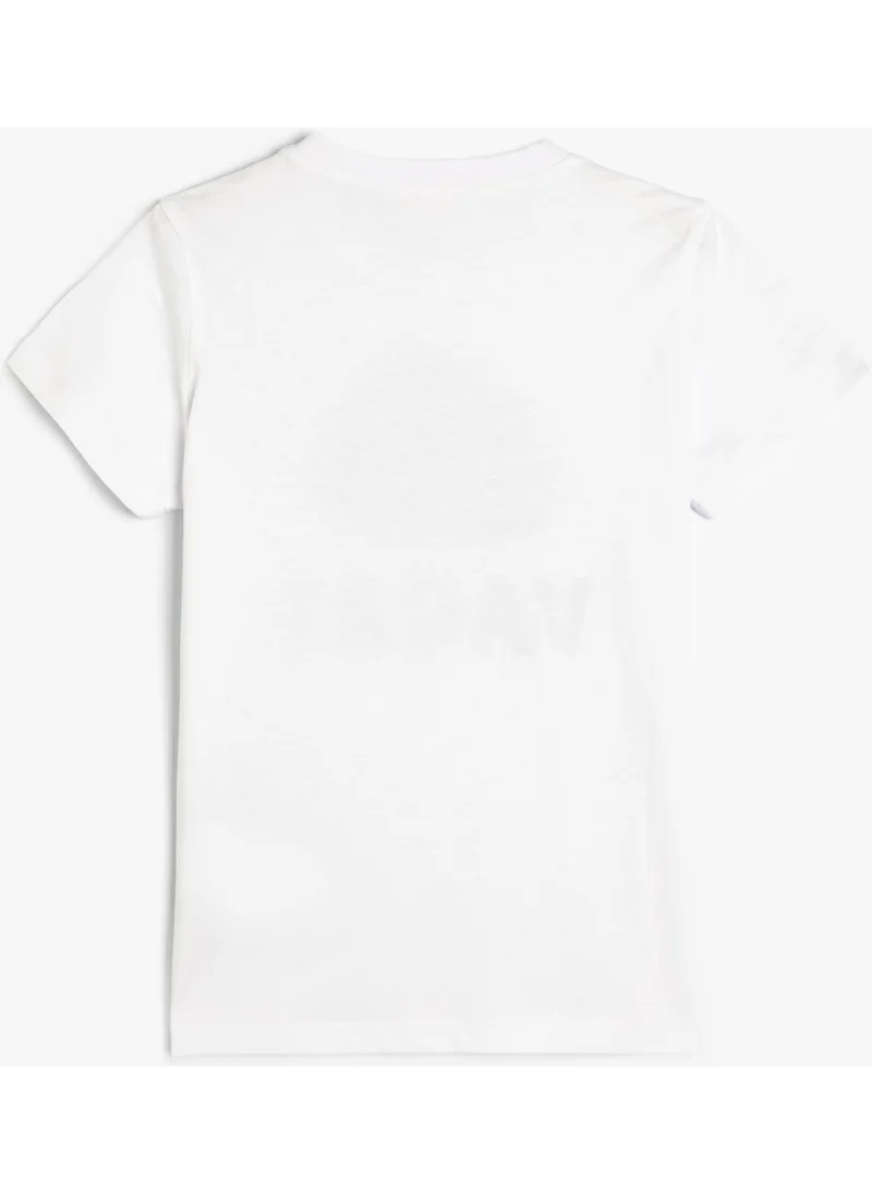 كوتون T-Shirt Summer Themed Short Sleeve Crew Neck Cotton