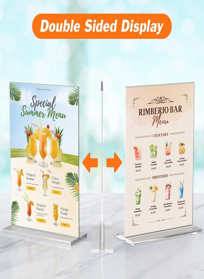 Dooiclear 3 Pack Acrylic Sign Holder 8.5 x 11 Inches, Clear Menu Stand, Vertical Flyer Display, Table Paper Holder, Desk Brochure, Plastic Sign Display for Restaurants, Office, Store - Image 3