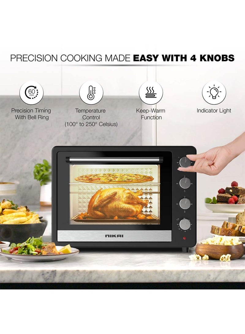 NIKAI Electric Oven, , Adjustable Temperature, 4 Stages Heating, 60-Min Timer With Bell, High-Efficiency S.S. Heating, Rotisserie And Convection, Inside Light, Keep Warm Function 65 L 2200 W NT6500SRC2 Black - Image 4