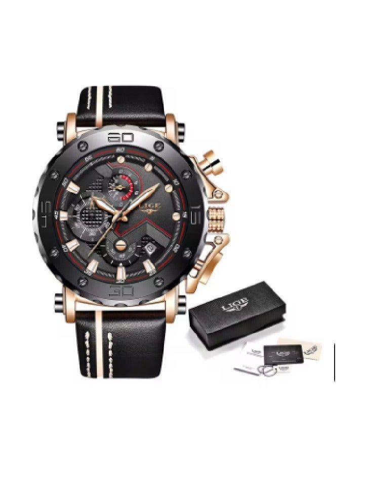 لييج ساعة جلد رجالي فخمة ذات تصميم أنيق مناسبة لجميع المناسبات