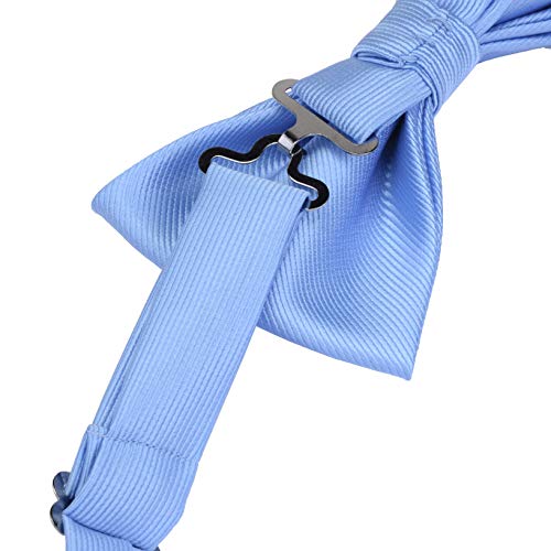 GUSLESON Mens Adjustable Bow Ties Double Fold Pre-tied Light Blue Bow tie and Pocket Square Cufflink Sets (0577-09) - Image 5