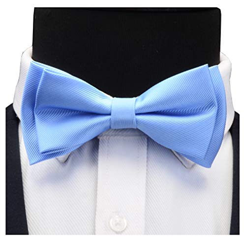 GUSLESON Mens Adjustable Bow Ties Double Fold Pre-tied Light Blue Bow tie and Pocket Square Cufflink Sets (0577-09) - Image 4