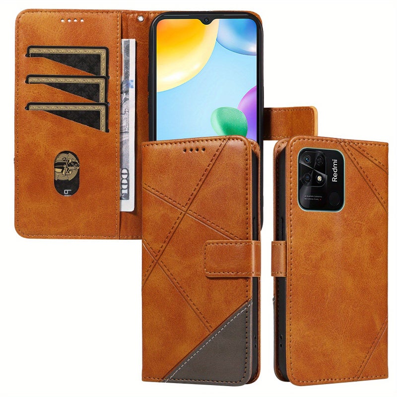 Navy Blue Magnetic Wallet Case For Redmi 9A Multifunctional Leather Flip Cover - Image 4