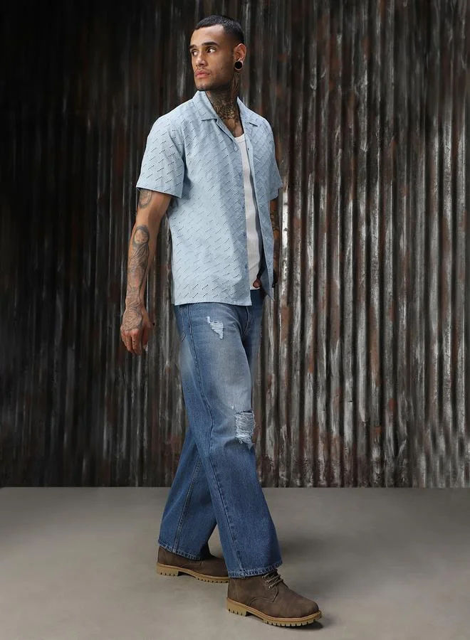 هاي ستار قميص رجالي قطن شيفلي مريح بياقة منتجع