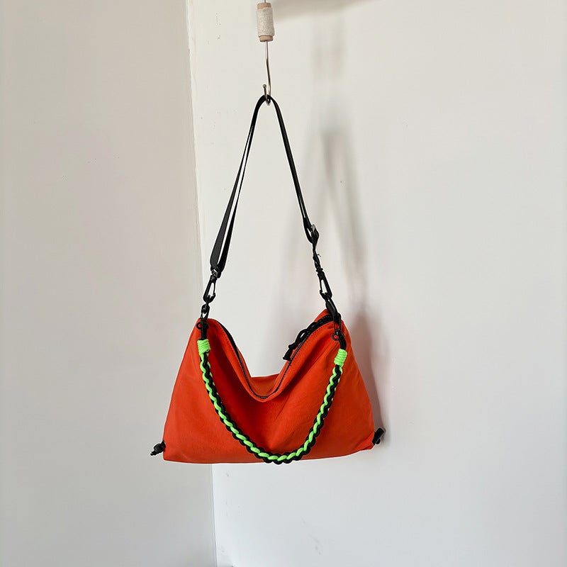 2025 New Canvas Bag Womens Summer High-end Large Capacity Crossbody Bag Fashionable Casual All-match Shoulder Cloth Bag Orange
