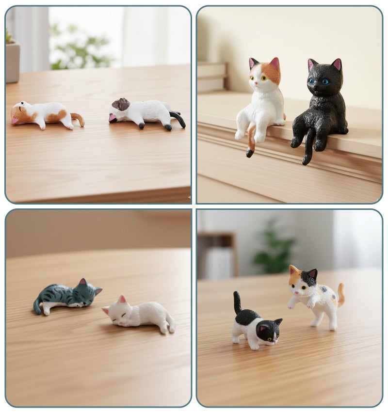 ValueBargain 8Pcs Cat Desk Accessories, Cute Resin Mini Cat Desk Figurines for Monitor, Car Dashboard & Desk-Decor, Adorable Mini Cats Figurines for Office Car Home Decor, Ideal Gift for Cats Lovers - Image 3
