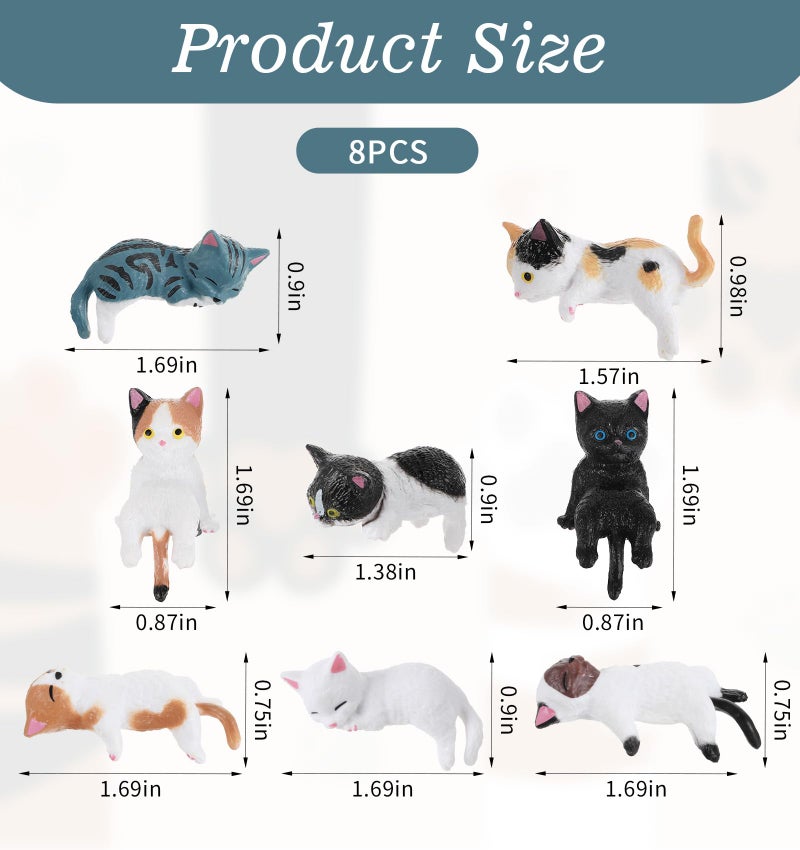 ValueBargain 8Pcs Cat Desk Accessories, Cute Resin Mini Cat Desk Figurines for Monitor, Car Dashboard & Desk-Decor, Adorable Mini Cats Figurines for Office Car Home Decor, Ideal Gift for Cats Lovers - Image 2