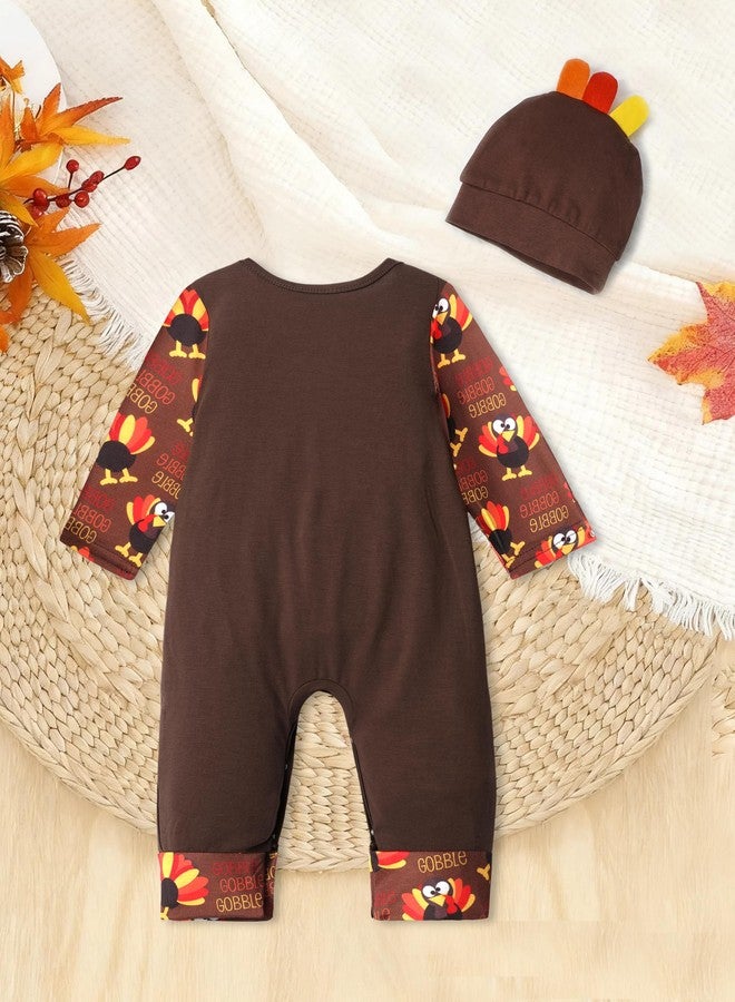 Aulyffo Thanksgiving Baby Boy Outfit 6-9 Months My First Thanksgiving Baby Boy Outfit Long Sleeve One Piece Romper + Turkey Hat 2PCS Thanksgiving Baby Boy Clothes - Image 5