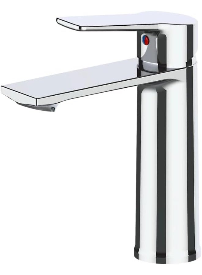 MDI Modern Basin Mixer Tap with Single Lever Control, Chrome Finish Bathroom Sink Faucet with Anti-Splash Aerator, Hot & Cold Water Mixer, Durable Brass Body for Washbasin & Vanity Countertops - Image 1