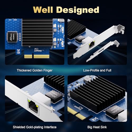 BZIZU 10Gb PCIe NIC Network Card, Single RJ45 Port, Aquantia AQC107 4X Ethernet LAN Controller, for Windows Server/Windows/Linux/ESX - Image 3