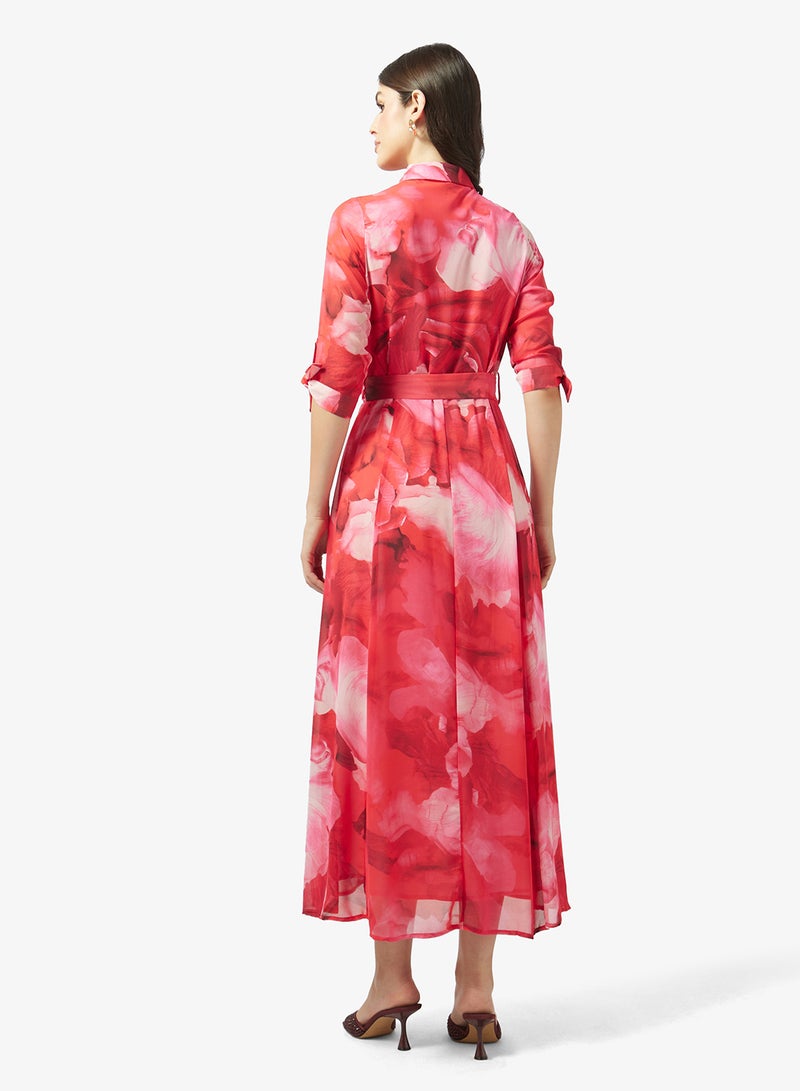 Style Cheat Belted Floral Print Maxi Dress - Image 2