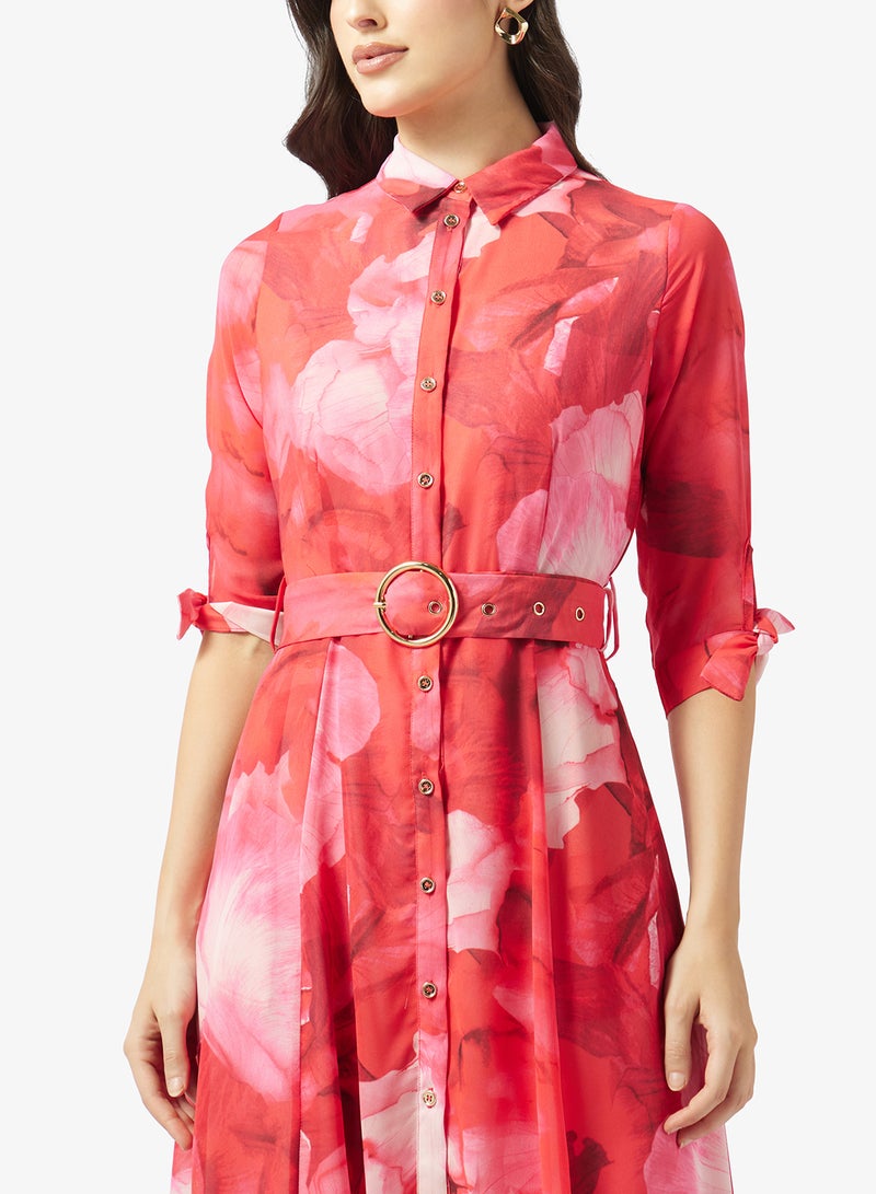 Style Cheat Belted Floral Print Maxi Dress - Image 3