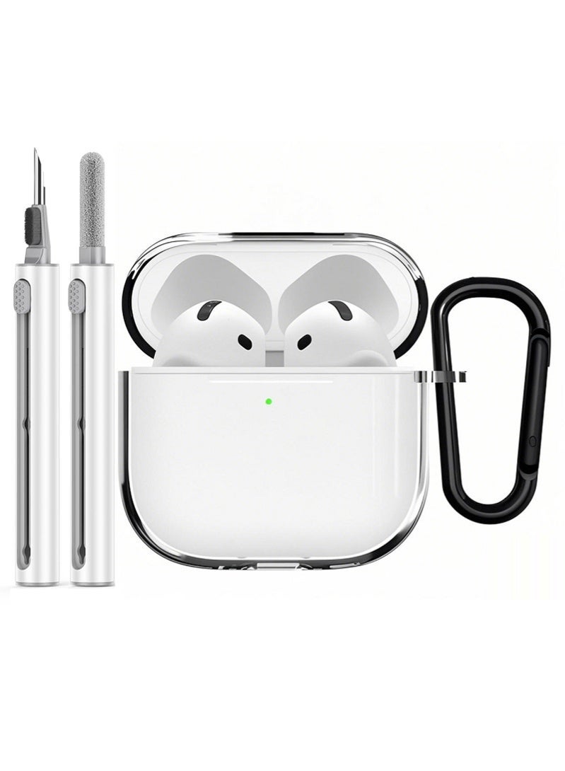 ZAFRA AirPods 4 Case Cover With Cleaning Kit, Protective Hard Shell Case Headphone Cases with Cleaning Kit, Shockproof Scratch Resistant Soft TPU Skin for Apple AirPods 4th Generation 2024 Model(Clear) - Image 1