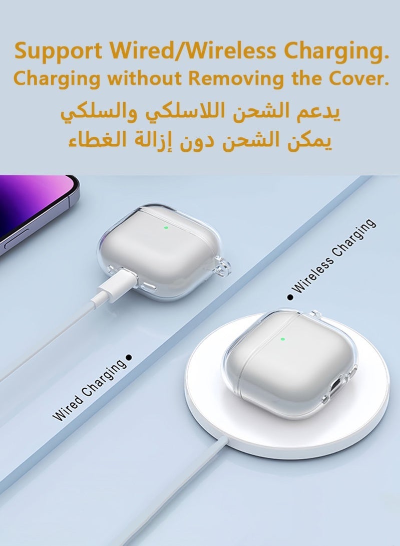 ZAFRA AirPods 4 Case Cover With Cleaning Kit, Protective Hard Shell Case Headphone Cases with Cleaning Kit, Shockproof Scratch Resistant Soft TPU Skin for Apple AirPods 4th Generation 2024 Model(Clear) - Image 3