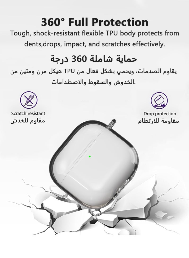 ZAFRA AirPods 4 Case Cover With Cleaning Kit, Protective Hard Shell Case Headphone Cases with Cleaning Kit, Shockproof Scratch Resistant Soft TPU Skin for Apple AirPods 4th Generation 2024 Model(Clear) - Image 5