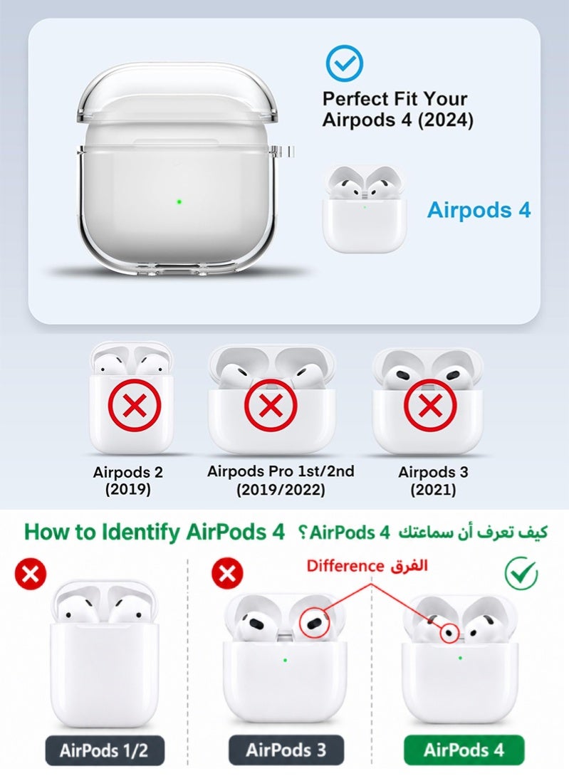 ZAFRA AirPods 4 Case Cover With Cleaning Kit, Protective Hard Shell Case Headphone Cases with Cleaning Kit, Shockproof Scratch Resistant Soft TPU Skin for Apple AirPods 4th Generation 2024 Model(Clear) - Image 2
