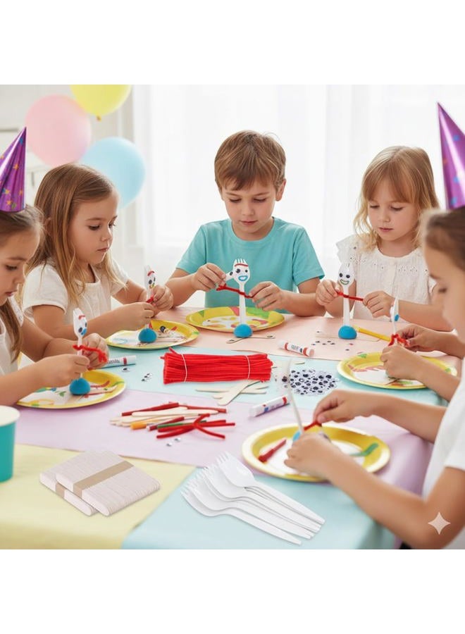 Vazkequ Fork Creativity Set, Plastic Sporks Red Pipe Cleaners Clever Eyes Popsicle Stick - Image 5