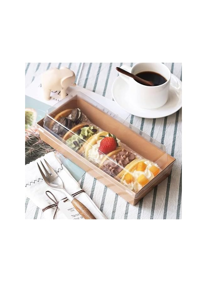 Green Tiger 50 Pack Paper Sandwich Boxes with Clear Secure Lids, Paper Charcuterie Boxes, 19 cm Long White Disposable Food Containers Bakery Boxes for Desserts, Strawberries, Cake Slice and Cookies - Image 5