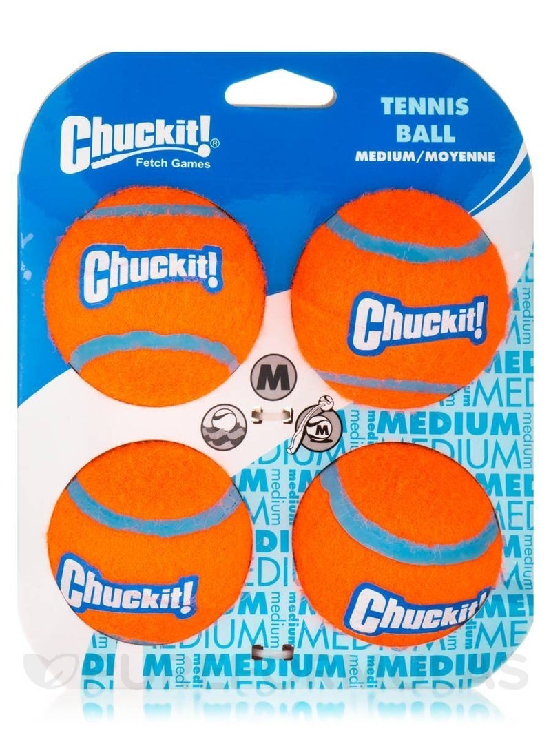 Chuckit! Dog Tennis Ball Dog Toy, Medium (2.5 Inch Diameter) for dogs 20-60 lbs, Pack of 4 - Image 1