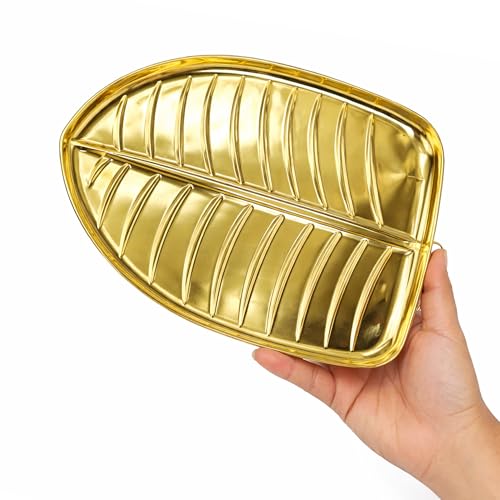 Putrika Brass Banana Leaf Shaped Thali | Handcrafted Kele Ka Patta Plate | Decorative & Functional Serving Tray | Traditional Indian Brass Tableware & Dining Plate - Banana Leaf Thali- (Large) - Image 2